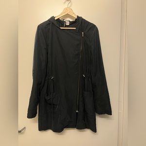 H&M Long Asymmetrical Zipper Dark Grey Jacket with Hood